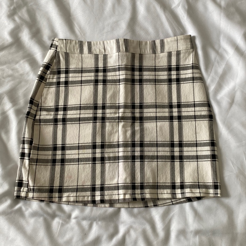 White plaid mini skirt